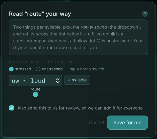 The Read route your way panel, set to the ow sound as in loud